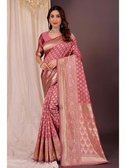 Nyri - New Trendy Silk Blend Banarasi Woven Designer Saree With Unstitched Blouse - Peach
