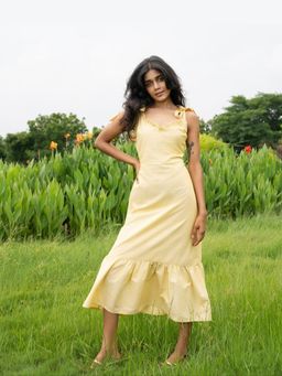 The Good Rebel - Daydreamer Yellow A Line Midi Dress
