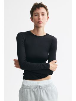 H&M - Women Black Long-Sleeved Microfibre Top