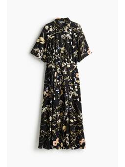 H&M - Women Black Tie-Belt Shirt Dress