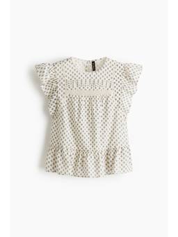 H&M - Women Beige Lace-In Peplum Blouse