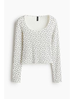 H&M - Women Blue Ribbed Jersey Top