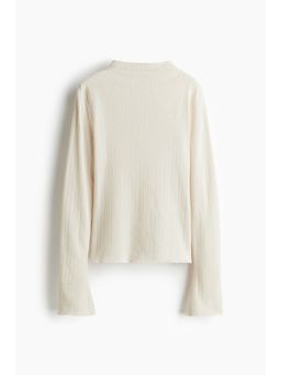 H&M - Women Beige Ribbed Turtleneck Top