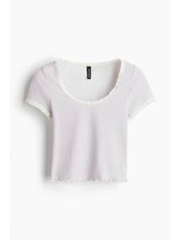 H&M - Women Purple Lace-Trimmed Top