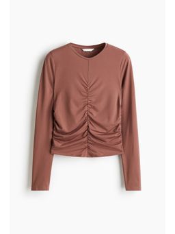 H&M - Women Brown Draped Long-Sleeved Top