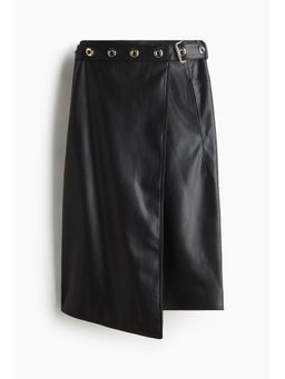 H&M - Women Black Coated Wrap Skirt