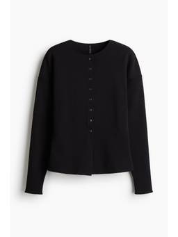 H&M - Women Black Textu-Knit Cardigan