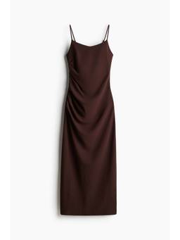 H&M - Women Brown Draped Strappy Dress
