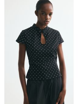 H&M - Women Black Viscose-blend keyhole top