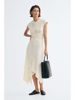 H&M - Women White Cap-sleeved handkerchief dress