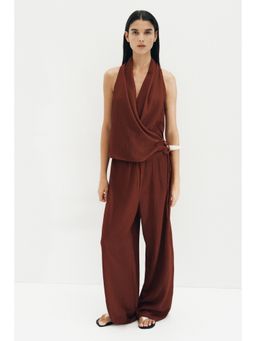 H&M - Women Brown Textured Wrap Top