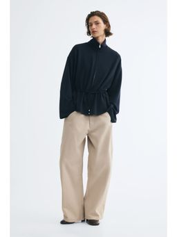 H&M - Women Blue Drawstring-Detail Zip-Through Sweatshirt