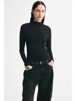 H&M - Women Black Draped modal top
