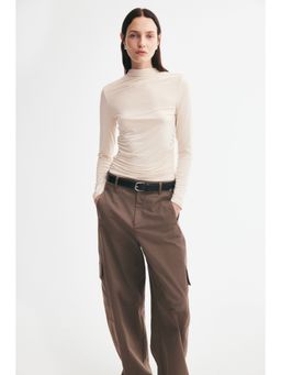 H&M - Women Beige Draped modal top