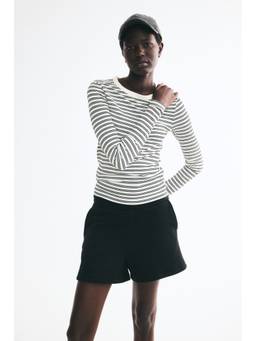 H&M - Women White Long-sleeved ribbed top