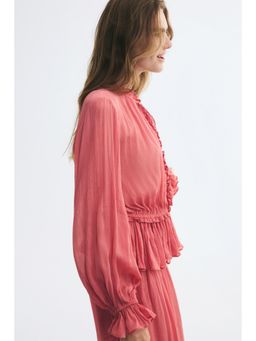 H&M - Women Red Crinkled viscose blouse