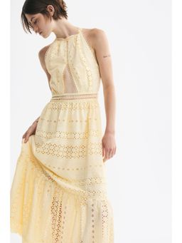 H&M - Women Yellow Broderie Anglaise Cut-Out Dress