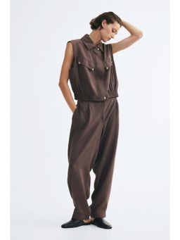 H&M - Women Brown Modal-Blend Barrel Trousers