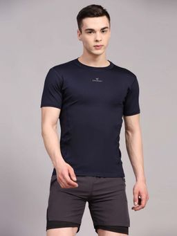 Dpassion - Navy Blue Quick Dry Compression Gym T-Shirt