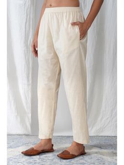 Zuri - Women Cream Cotton Slub Premium Pant