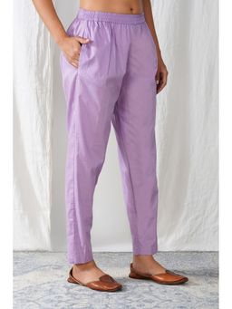 Zuri - Women Lavender Relaxed Fit Solid Cotton Pant