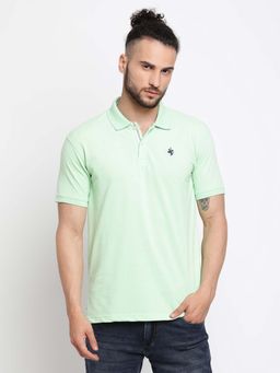 Cantabil - Men's Light Green Half Sleeves Collared T-shirt