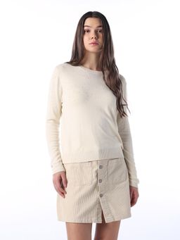 ONLY - Womens Embellished Regular Fit Cream Sweater