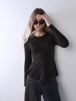 ONLY - Womens Solid Fit and Flare Brown Top