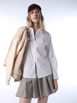 ONLY - Womens Solid Slim Fit White Shirt