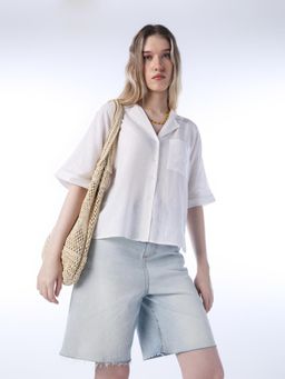 ONLY - Womens Solid Regular Fit White Shirt