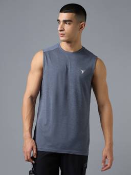 Technosport - Men Blue Double Cool Blue Slim Fit Round Neck Vest
