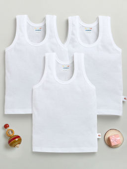 Bumzee - White Solid Comfortable Vests (Pack of 3)