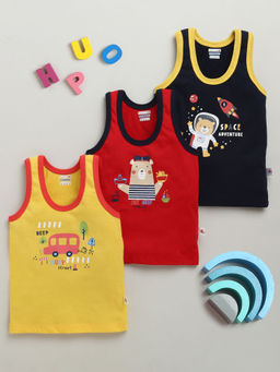 Bumzee - Multi-Color Printed Comfortable Vests (Pack of 3)