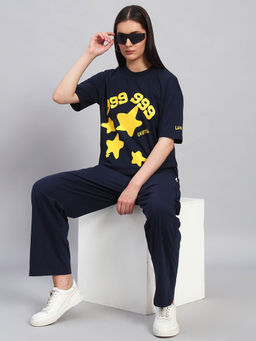 Griffel - Women Graphic Print Navy Blue Co-Ord Set