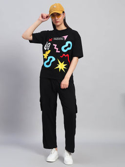 Griffel - Women Graphic Print Black Co-Ord Set