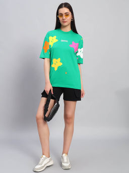 Griffel - Women Graphic Print Multi-Color T-Shirt and Shorts