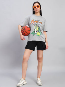 Griffel - Women Graphic Print Multi-Color T-Shirt and Shorts