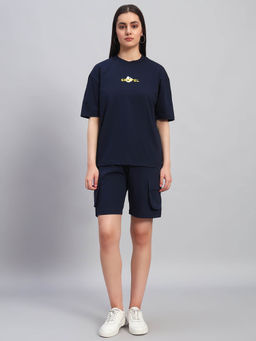 Griffel - Women Graphic Print Black T-Shirt and Shorts