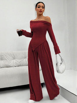 Outzidr - Wine Bardot Co-Ord Set
