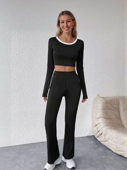 Outzidr - Black Contrast Stripe Co-Ord Set