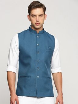 SHOWOFF - Men Blue Nehru Jacket