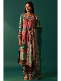 WISHFUL by W - Wishful Multicolour Printed Jacquard Straight Kurta with Pant and Dupatta