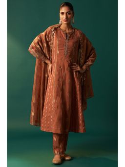 WISHFUL by W - Copper Woven Kurta with Pant and Dupatta