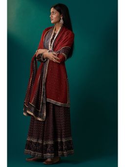WISHFUL by W - Red Abstract Kurta with Palazzo and Dupatta