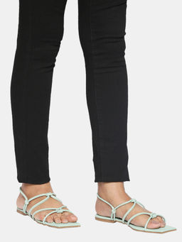 Twenty Dresses by Nykaa Fashion - Green Square Shape Toe Criss Cross Strap Flats