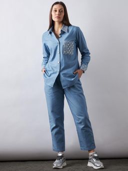 Elarra - Blue Embellished/Sequined Bliss Gili Co-Ord (Set of 2)