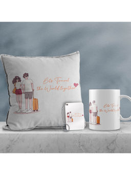 eCraftIndia - Valentine Combo of Boy with Travel Bag Cushion & Mug with Keychain Gift Set