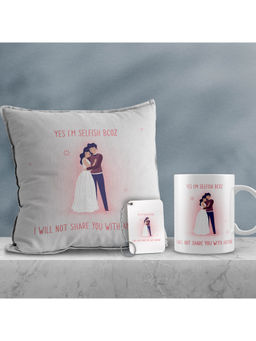 eCraftIndia - Valentine Combo of Cushion & Mug with Keychain Gift Set