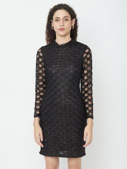 IKI CHIC - Black Hollow Cut Out Design Bodycon Evening Dress