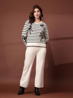 Mafadeny - Women Embellished Co-Ord Set - Cream